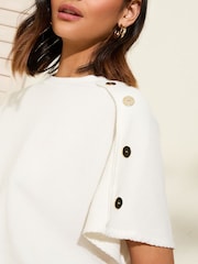 Creme - Friends Like These Button Detail Short Sleeve Tunic - Imagem 2 de 4