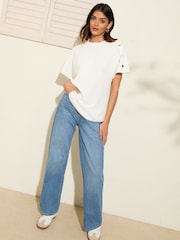 Creme - Friends Like These Button Detail Short Sleeve Tunic - Imagem 3 de 4