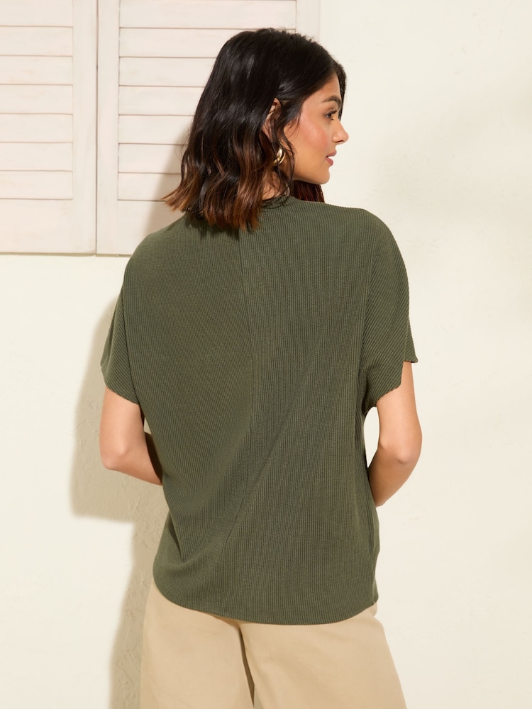 Caqui - Friends Like These Button Detail Short Sleeve Tunic - Imagem 4 de 4