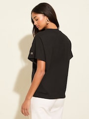 Preto - Friends Like These Button Detail Short Sleeve Tunic - Imagem 4 de 4