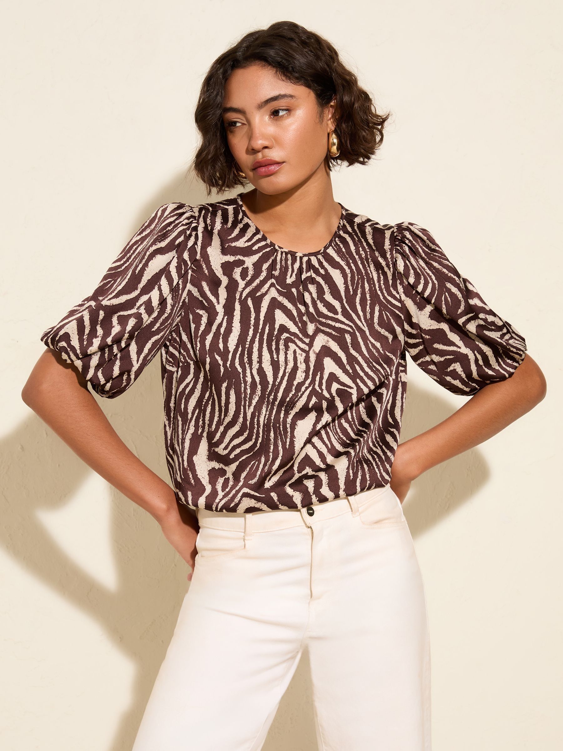 Friends Like These Animal Print Bubble Sleeve Blouse