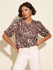 Friends Like These Animal Print Bubble Sleeve Blouse - Image 1 of 4