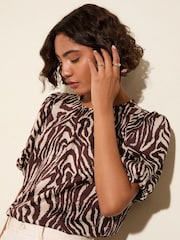 Friends Like These Animal Print Bubble Sleeve Blouse - Image 2 of 4