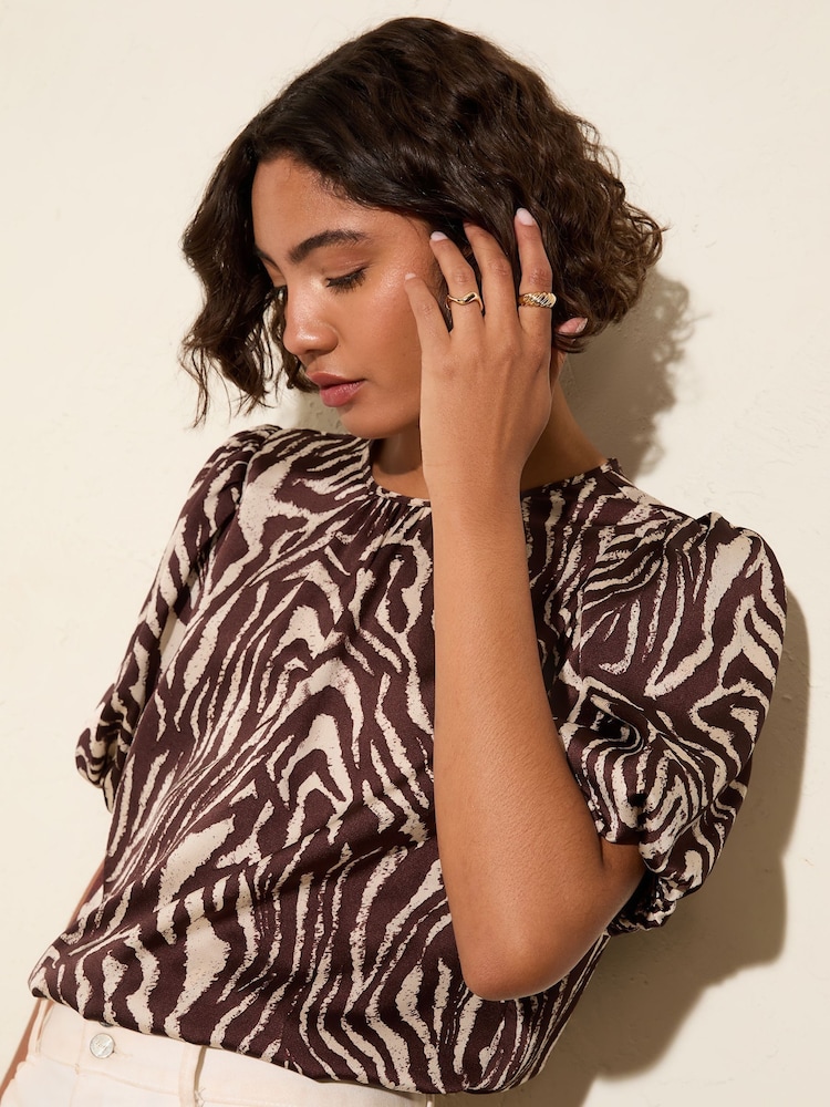 Friends Like These Animal Print Bubble Sleeve Blouse - Image 2 of 4