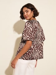 Friends Like These Animal Print Bubble Sleeve Blouse - Image 4 of 4