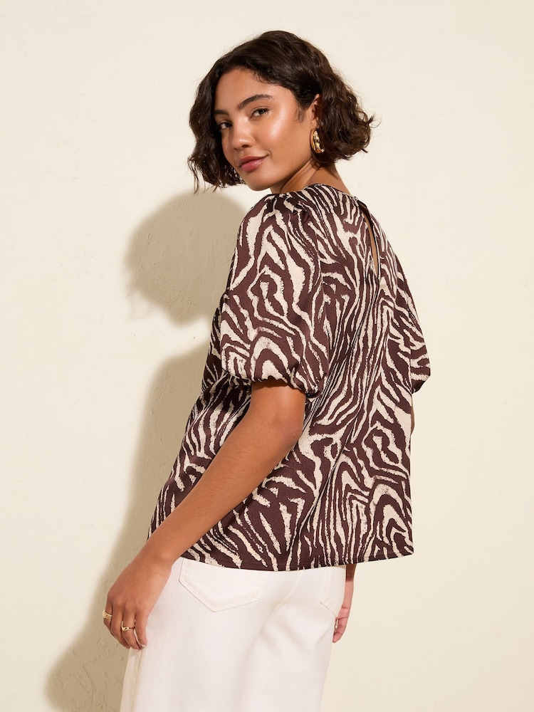 Friends Like These Animal Print Bubble Sleeve Blouse - Image 4 of 4