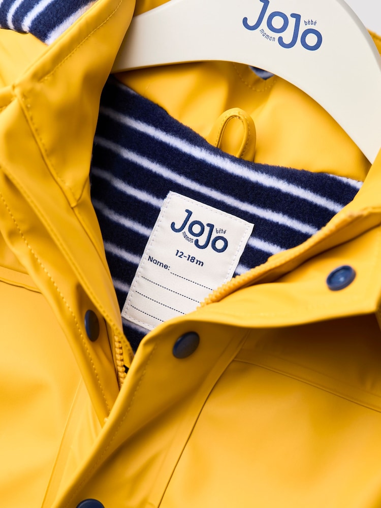 JoJo Maman Bébé Yellow Waterproof Cosy Lined Jacket - Image 9 of 9