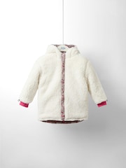 JoJo Maman Bébé Baby Pink Reversible Fleece Lined Jacket - Image 7 of 11