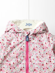 JoJo Maman Bébé Baby Pink Reversible Fleece Lined Jacket - Image 9 of 11
