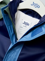JoJo Maman Bébé Navy Multi Dino Waterproof Borg Lined Jacket - Image 4 of 5