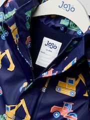 JoJo Maman Bébé Navy Blue Waterproof Cosy Lined Jacket - Image 7 of 9