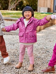 JoJo Maman Bébé Pink Ditsy Waterproof Cosy Lined Jacket - Image 1 of 9
