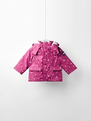 JoJo Maman Bébé Pink Ditsy Waterproof Cosy Lined Jacket - Image 4 of 9