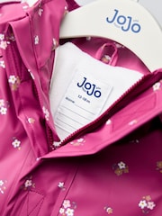 JoJo Maman Bébé Pink Ditsy Waterproof Cosy Lined Jacket - Image 7 of 9
