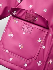 JoJo Maman Bébé Pink Ditsy Waterproof Cosy Lined Jacket - Image 8 of 9