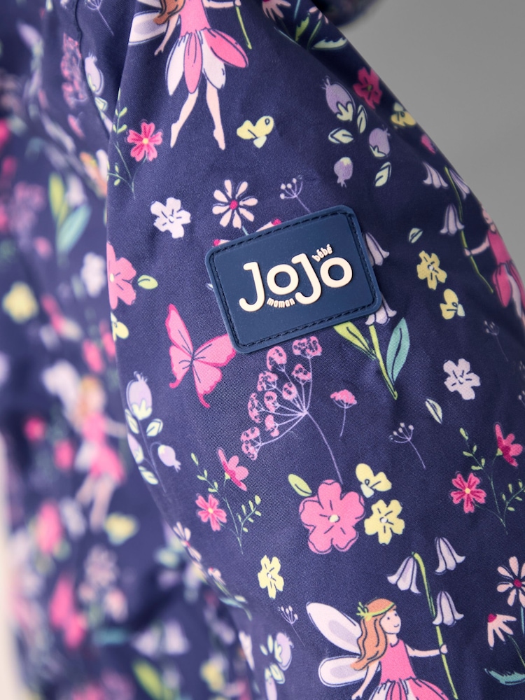JoJo Maman Bébé Navy Blue Floral Borg Lined Puffer Coat - Image 6 of 6 JoJo Maman Bébé Navy Blue Floral Borg Lined Puffer Coat - Image 6 of 6