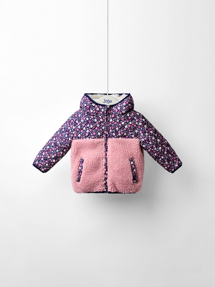 JoJo Maman Bébé Cream Reversible Fleece Lined Jacket - Image 1 of 10