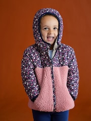 JoJo Maman Bébé Pink Reversible Fleece Lined Jacket - Image 14 of 19