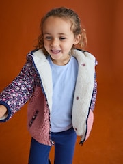 JoJo Maman Bébé Pink Reversible Fleece Lined Jacket - Image 16 of 19