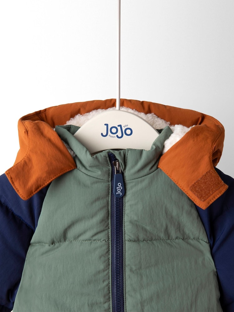 JoJo Maman Bébé Borg Lined Hooded Puffer Coat - Image 8 of 8