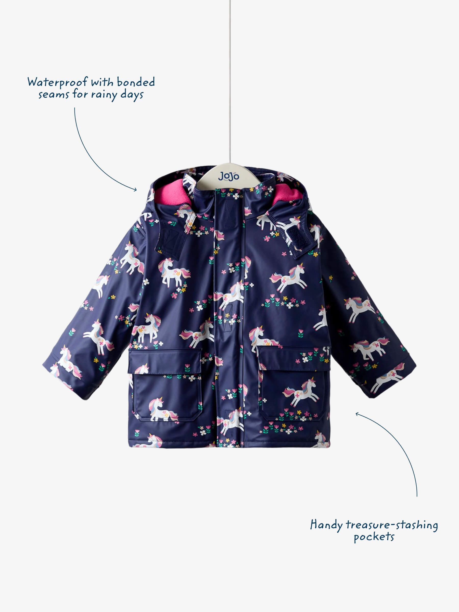 Buy JoJo Maman Bébé Navy Unicorn Waterproof Cosy Lined Jacket from