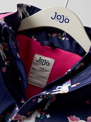 JoJo Maman Bébé Navy Unicorn Waterproof Cosy Lined Jacket - Image 6 of 8