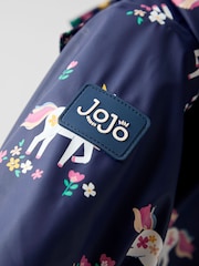 JoJo Maman Bébé Navy Unicorn Waterproof Cosy Lined Jacket - Image 8 of 8