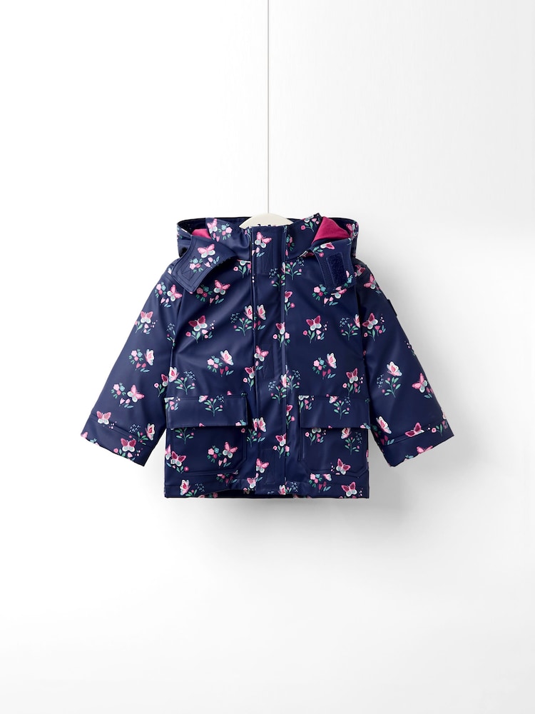 JoJo Maman Bébé Navy Ditsy 3-In-1 Waterproof Jacket - Image 2 of 6 JoJo Maman Bébé Navy Ditsy 3-In-1 Waterproof Jacket - Image 2 of 6