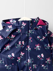 JoJo Maman Bébé Navy Ditsy 3-In-1 Waterproof Jacket - Image 4 of 6