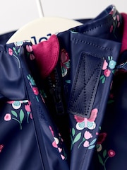 JoJo Maman Bébé Navy Ditsy 3-In-1 Waterproof Jacket - Image 5 of 6
