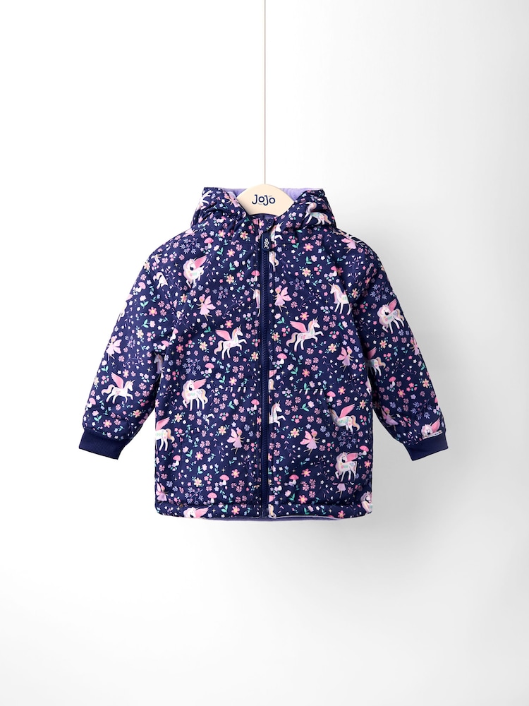 JoJo Maman Bébé Purple Reversible Fleece Lined Jacket - Image 1 of 7