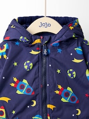 أزرق سماوي - JoJo Maman Bébé Reversible Fleece Lined Jacket - صورة 5 من 8