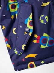 أزرق سماوي - JoJo Maman Bébé Reversible Fleece Lined Jacket - صورة 7 من 8