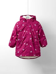 JoJo Maman Bébé Light Purple Floral Borg Lined Puffer Coat - Image 1 of 5