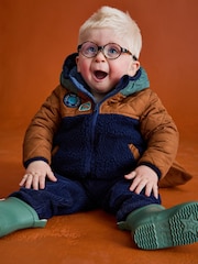 أزرق فاتح - JoJo Maman Bébé Reversible Fleece Lined Jacket - صورة 1 من 5
