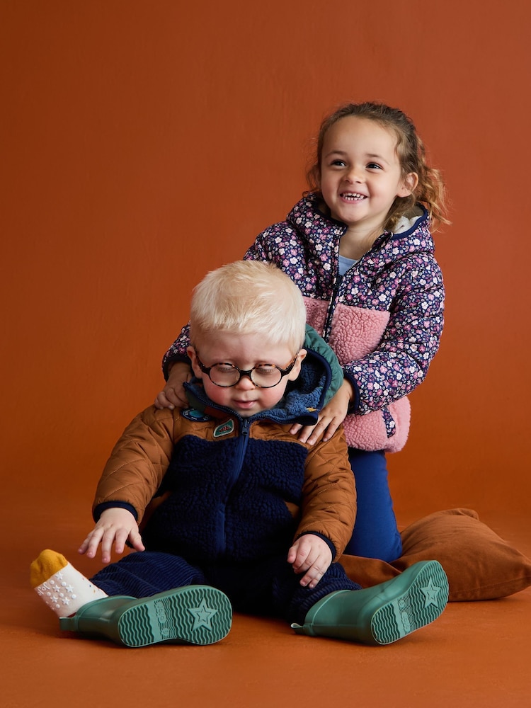 أزرق فاتح - JoJo Maman Bébé Reversible Fleece Lined Jacket - صورة 5 من 5