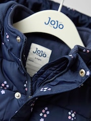 JoJo Maman Bébé Blue Fleece Lined Puffer Coat - Image 4 of 6