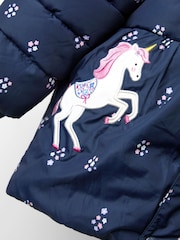 JoJo Maman Bébé Blue Fleece Lined Puffer Coat - Image 5 of 6