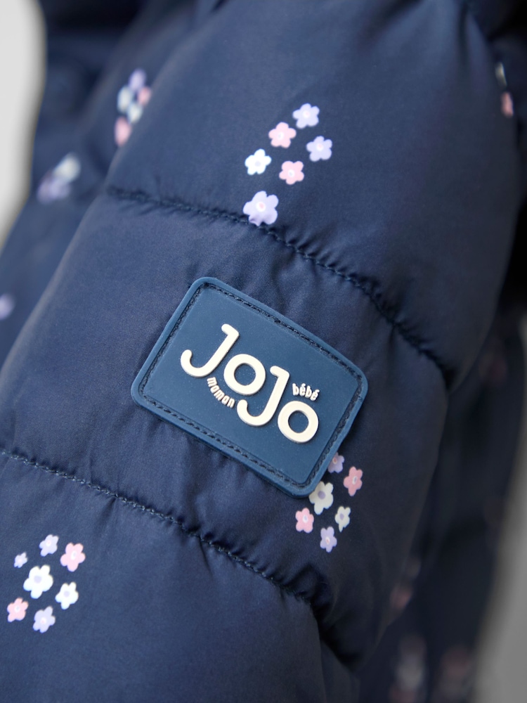 JoJo Maman Bébé Blue Fleece Lined Puffer Coat - Image 6 of 6