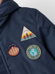JoJo Maman Bébé Navy Adventure Badge Borg Lined Parka - Image 5 of 7