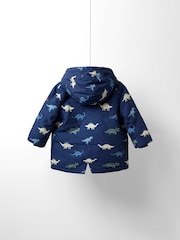 JoJo Maman Bébé Navy Dino Adventure Badge Borg Lined Parka - Image 5 of 8