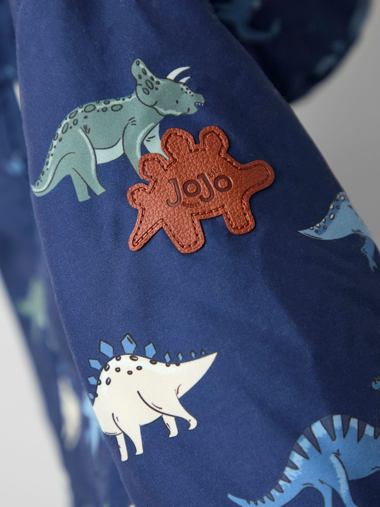 JoJo Maman Bébé Navy Dino Adventure Badge Borg Lined Parka - Image 8 of 8 JoJo Maman Bébé Navy Dino Adventure Badge Borg Lined Parka - Image 8 of 8