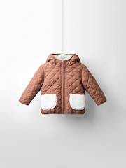 لون كريم فاتح - JoJo Maman Bébé Reversible Fleece Lined Jacket - صورة 1 من 8