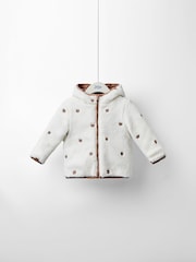 لون كريم فاتح - JoJo Maman Bébé Reversible Fleece Lined Jacket - صورة 2 من 8