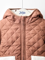 لون كريم فاتح - JoJo Maman Bébé Reversible Fleece Lined Jacket - صورة 5 من 8
