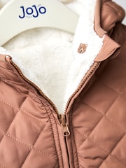 لون كريم فاتح - JoJo Maman Bébé Reversible Fleece Lined Jacket - صورة 6 من 8