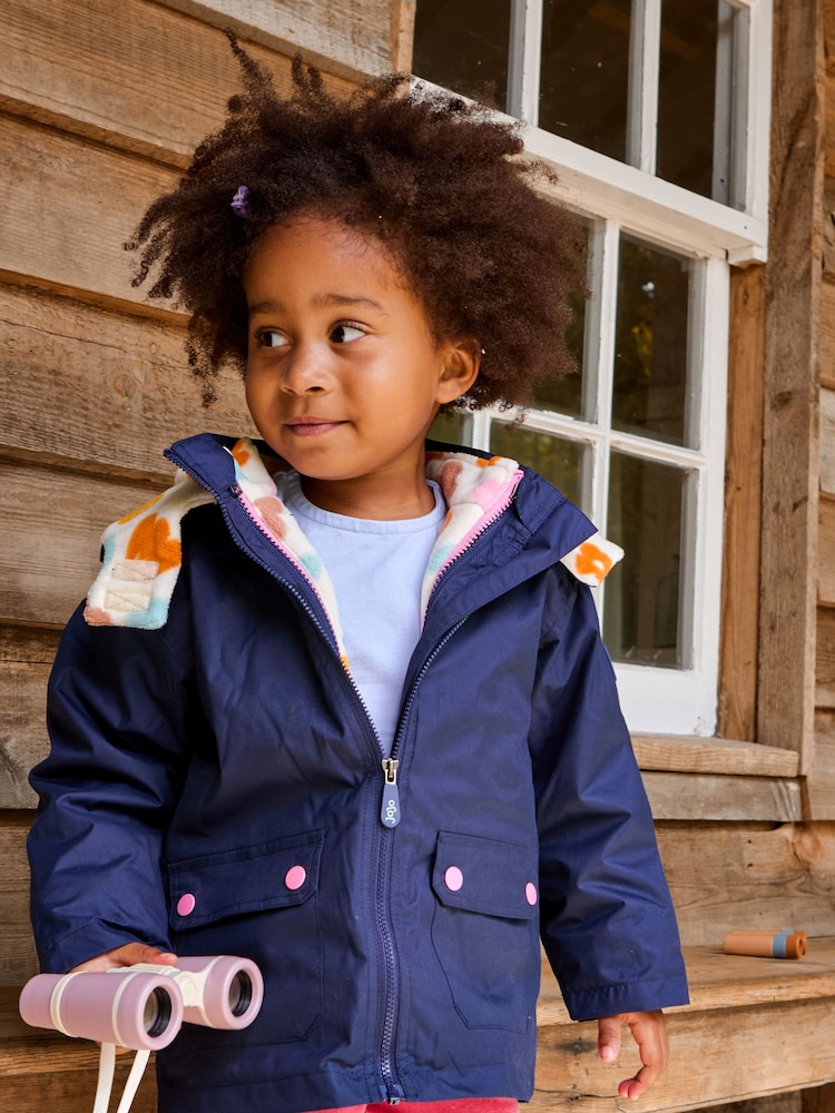 JoJo Maman Bébé Navy 4-In-1 Waterproof Polar Fleece Jacket - Image 2 of 3 JoJo Maman Bébé Navy 4-In-1 Waterproof Polar Fleece Jacket - Image 2 of 3