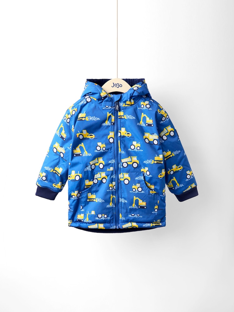 أزرق داكن - JoJo Maman Bébé Reversible Fleece Lined Jacket - صورة 1 من 8