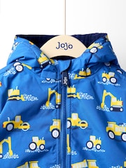 أزرق داكن - JoJo Maman Bébé Reversible Fleece Lined Jacket - صورة 5 من 8