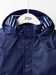 JoJo Maman Bébé Blue Waterproof Cosy Lined Jacket - Image 7 of 10